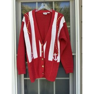 Vintage Jason Maxwell Cardigan Nautical Sweater Size Medium